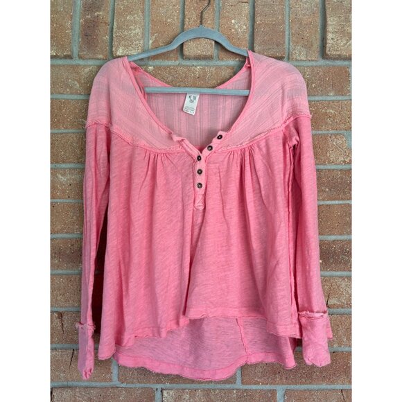 Free People We The Free Down Under Oversized Linen Henley Top Shirt - Picture 12 of 12